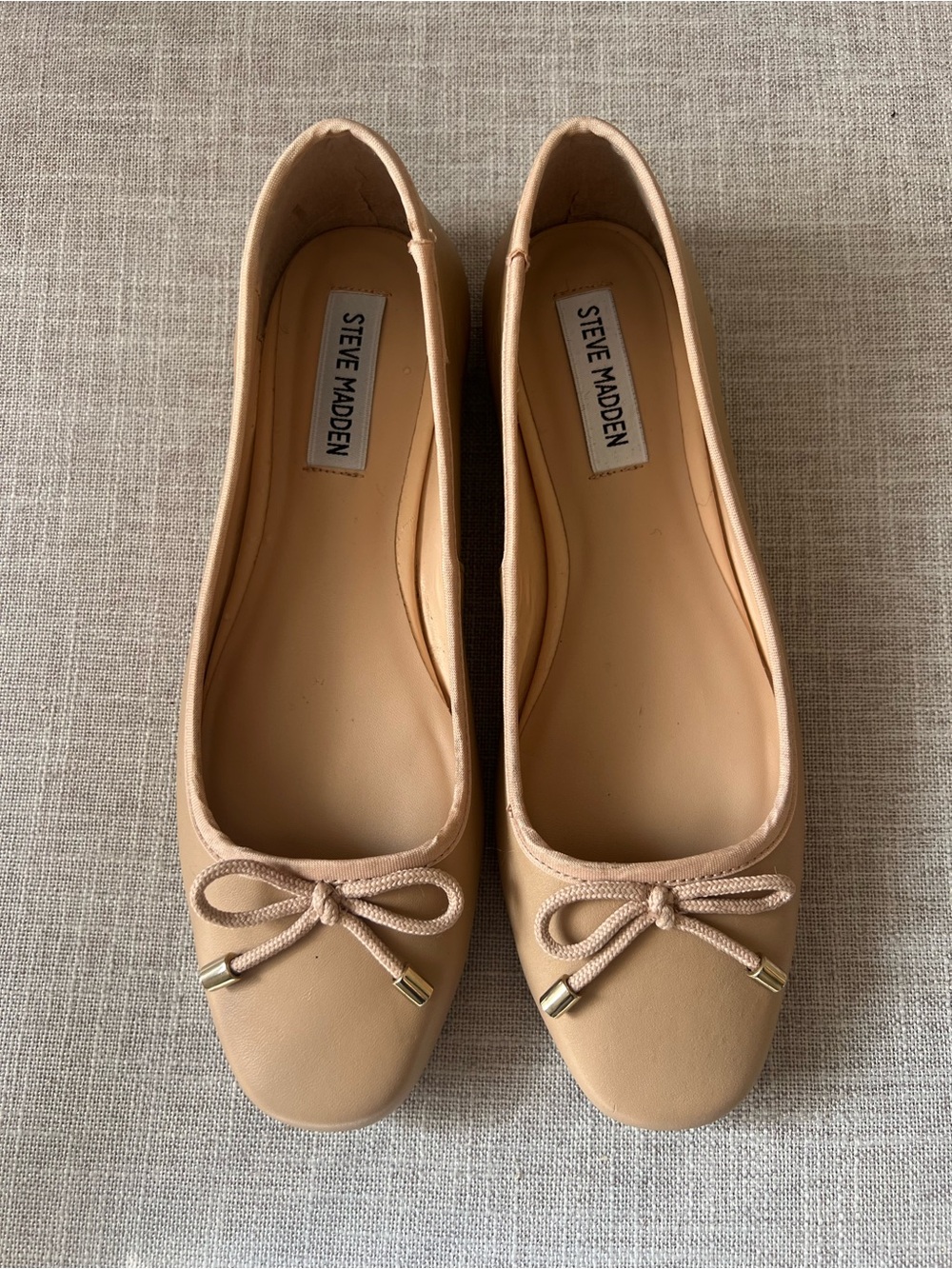 Steve Madden tan leather Ballet Flats, size 7.5, bow, office, casual dressy